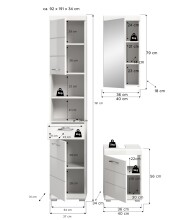 Badezimmer-Set >Scout< in Weiß/Weiß hochglanz - 92x191x34cm (BxHxT)