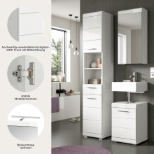Badezimmer-Set >Scout< in Weiß/Weiß hochglanz - 92x191x34cm (BxHxT)