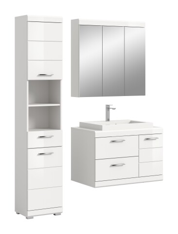 Badezimmer-Set >Scout< in Weiß/Weiß hochglanz - 132x191x34cm (BxHxT)