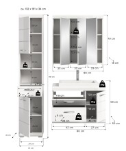 Badezimmer-Set >Scout< in Weiß/Weiß hochglanz - 132x191x34cm (BxHxT)