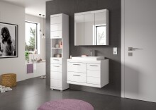 Badezimmer-Set >Scout< in Weiß/Weiß hochglanz - 132x191x34cm (BxHxT)
