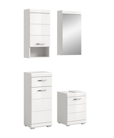 Badezimmer-Set >Scout< in Weiß/Weiß hochglanz - 92x191x34cm (BxHxT)