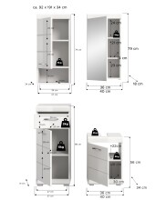 Badezimmer-Set >Scout< in Weiß/Weiß hochglanz - 92x191x34cm (BxHxT)