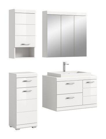 Badezimmer-Set >Scout< in Weiß/Weiß hochglanz - 132x191x50cm (BxHxT)