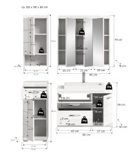 Badezimmer-Set >Scout< in Weiß/Weiß hochglanz - 132x191x50cm (BxHxT)