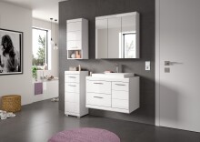 Badezimmer-Set >Scout< in Weiß/Weiß hochglanz - 132x191x50cm (BxHxT)