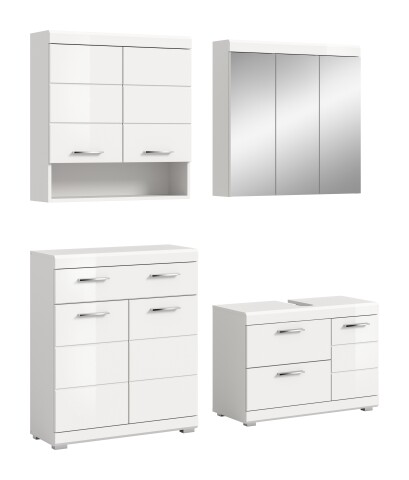 Badezimmer-Set >Scout< in Weiß/Weiß hochglanz - 169x191x34cm (BxHxT)