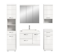 Badezimmer-Set >Scout< in Weiß/Weiß hochglanz - 184x191x50cm (BxHxT)