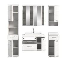 Badezimmer-Set >Scout< in Weiß/Weiß hochglanz - 184x191x50cm (BxHxT)