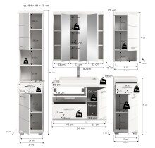 Badezimmer-Set >Scout< in Weiß/Weiß hochglanz - 184x191x50cm (BxHxT)