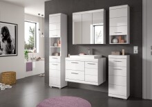 Badezimmer-Set >Scout< in Weiß/Weiß hochglanz - 184x191x50cm (BxHxT)