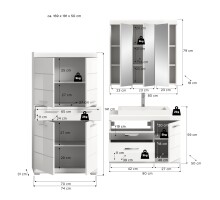 Badezimmer-Set >Scout< in Weiß/Weiß hochglanz - 169x191x50cm (BxHxT)