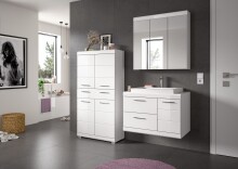 Badezimmer-Set >Scout< in Weiß/Weiß hochglanz - 169x191x50cm (BxHxT)