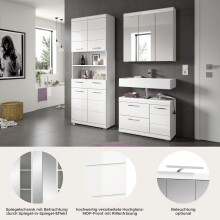 Badezimmer-Set >Scout< in Weiß/Weiß hochglanz - 169x191x34cm (BxHxT)