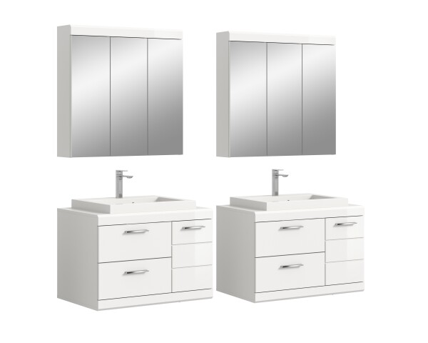 Badezimmer-Set >Scout< in Weiß/Weiß hochglanz - 175x191x50cm (BxHxT)