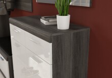 Schuhschrank >Scout< in Rauchsilber/Weiß hochglanz - 90x96x37cm (BxHxT)