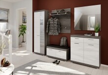 Schuhschrank >Scout< in Rauchsilber/Weiß hochglanz - 90x96x37cm (BxHxT)