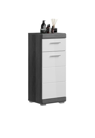 Hochschrank >Scout< in Rauchsilber/Weiß hochglanz - 37x88x31cm (BxHxT)
