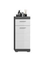 Hochschrank >Scout< in Rauchsilber/Weiß hochglanz - 37x88x31cm (BxHxT)