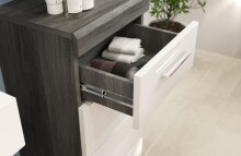 Hochschrank >Scout< in Rauchsilber/Weiß hochglanz - 37x88x31cm (BxHxT)