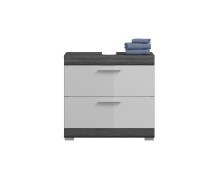 Waschbeckenunterschrank >Scout< in Rauchsilber/Weiß hochglanz - 60x56x34 (BxHxT)