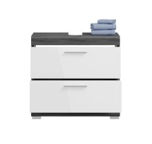 Waschbeckenunterschrank >Scout< in Rauchsilber/Weiß hochglanz - 60x56x34 (BxHxT)