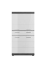 Midischrank >Scout< in Rauchsilber/Weiß hochglanz - 74x141x31cm (BxHxT)