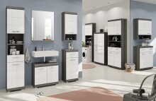 Midischrank >Scout< in Rauchsilber/Weiß hochglanz - 74x141x31cm (BxHxT)