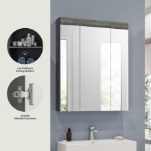 Badezimmerspiegelschrank >Scout< in Rauchsilber/Spiegelglas - 60x79x18cm (BxHxT)