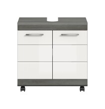 Waschbeckenunterschrank >Scout< in Rauchsilber/Weiß hochglanz - 60x60x34 (BxHxT)