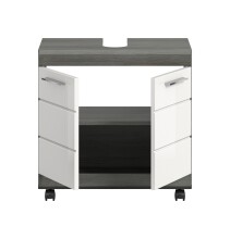 Waschbeckenunterschrank >Scout< in Rauchsilber/Weiß hochglanz - 60x60x34 (BxHxT)