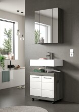 Waschbeckenunterschrank >Scout< in Rauchsilber/Weiß hochglanz - 60x60x34 (BxHxT)