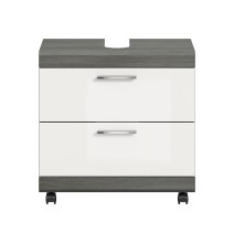 Waschbeckenunterschrank >Scout< in Rauchsilber/Weiß hochglanz - 60x60x34 (BxHxT)