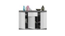 Kommode >Scout< in Rauchsilber/Weiß hochglanz - 120x85x37cm (BxHxT)