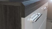 Kommode >Scout< in Rauchsilber/Weiß hochglanz - 165x85x37cm (BxHxT)