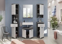 Badezimmer-Set >Scout< in Rauchsilber/Weiß hochglanz - 164x191x34cm (BxHxT)