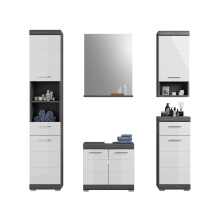 Badezimmer-Set >Scout< in Rauchsilber/Weiß hochglanz - 164x191x34cm (BxHxT)