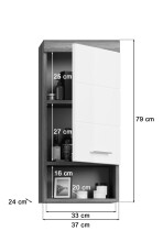Badezimmer-Set >Scout< in Rauchsilber/Weiß hochglanz - 112x191x34cm (BxHxT)