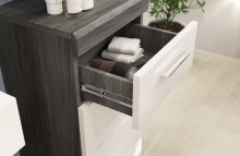 Badezimmer-Set >Scout< in Rauchsilber/Weiß hochglanz - 112x191x34cm (BxHxT)