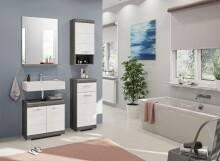 Badezimmer-Set >Scout< in Rauchsilber/Weiß hochglanz - 112x191x34cm (BxHxT)