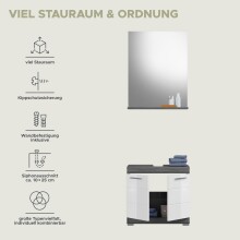 Badezimmer-Set >Scout< in Rauchsilber/Weiß hochglanz - 60x191x34cm (BxHxT)