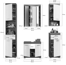 Badezimmer-Set >Scout< in Rauchsilber/Weiß hochglanz - 164x191x34cm (BxHxT)
