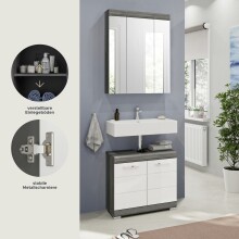 Badezimmer-Set >Scout< in Rauchsilber/Weiß hochglanz - 60x191x34cm (BxHxT)