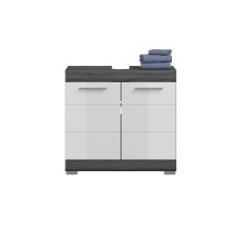 Badezimmer-Set >Scout< in Rauchsilber/Weiß hochglanz - 60x191x34cm (BxHxT)
