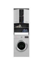 Badezimmer-Set >Scout< in Rauchsilber/Weiß hochglanz - 190x191x34cm (BxHxT)