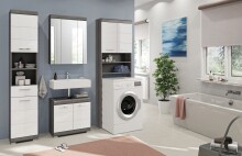 Badezimmer-Set >Scout< in Rauchsilber/Weiß hochglanz - 190x191x34cm (BxHxT)