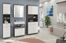 Badezimmer-Set >Scout< in Rauchsilber/Weiß hochglanz - 186x191x34cm (BxHxT)