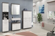 Badezimmer-Set >Scout< in Rauchsilber/Weiß hochglanz - 186x191x34cm (BxHxT)
