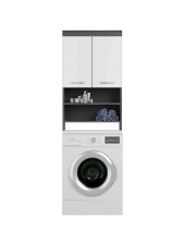 Badezimmer-Set >Scout< in Rauchsilber/Weiß hochglanz - 190x191x34cm (BxHxT)