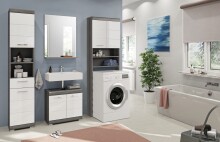 Badezimmer-Set >Scout< in Rauchsilber/Weiß hochglanz - 190x191x34cm (BxHxT)